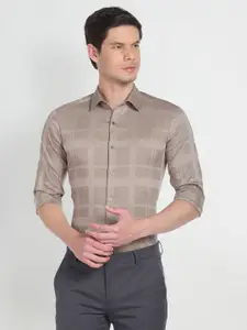 Arrow New York Slim Fit Windowpane Checks Checked Twill Casual Shirt