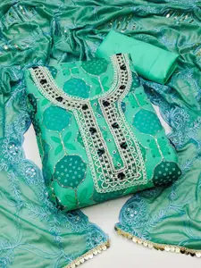 KALINI Floral Printed Beads and Stones Dress Material