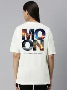 Harvard Typography Printed Drop-Shoulder Sleeves Cotton T-Shirt