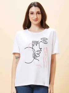 Globus Abstract Printed Pure Cotton Oversized T-shirt