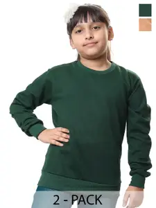 BAESD Girls Pack Of 2 Round Neck Long Sleeves Fleece Pullover Sweatshirt