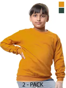 BAESD Girls Pack Of 2 Round Neck Long Sleeves Fleece Pullover Sweatshirt