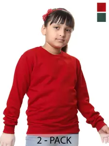 BAESD Girls Pack Of 2 Round Neck Fleece Sweatshirt