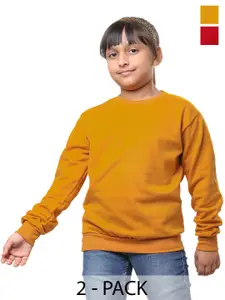 BAESD Girls Pack Of 2 Round Neck Fleece Sweatshirt