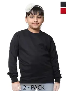 BAESD Girls Pack Of 2 Round Neck Fleece Sweatshirt