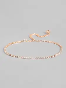 Sangria Women Gold-Plated Stone Studded Anklet