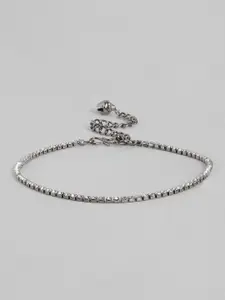 Sangria Women Silver-Plated Stone Studded Anklet