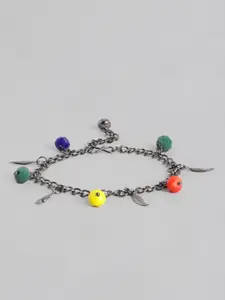 Sangria Women Silver-Plated Beads Studded Anklet