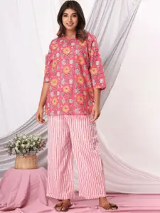 FEATHERS CLOSET Floral Printed Pure Cotton Night suit
