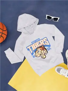 Pantaloons Junior Boys Typography Printed Hooded Cotton Sweatshirt