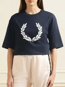Fred Perry Graphic Printed Drop-Shoulder Sleeves Cotton T-shirt