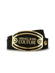 Versace Jeans Couture Men Plaque Buckle Leather Belt