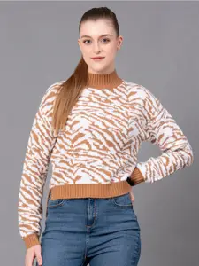 Red Tape Animal Printed Turtle Neck Pullover