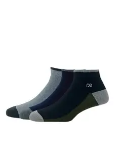 Peter England Men Pack Of 3 Colourblocked Pattern  Ankle-Length Socks