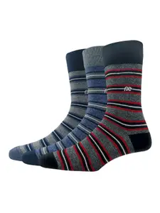 Peter England Pack Of 3 Striped Calf-Length Socks