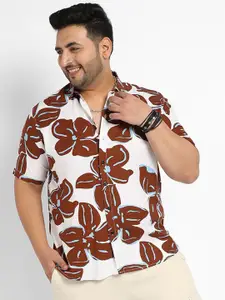 Instafab Plus Men Plus Size Classic Spread Collar Floral Printed Casual Shirt