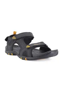 Sparx Men Black & Gold-Toned Sports Sandals