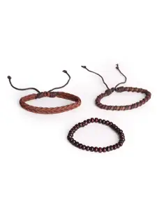 Hashburys Men Set Of 3 Leather Wraparound Bracelets