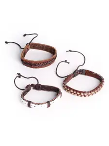Hashburys Men Set Of 3 Leather Wraparound Bracelet