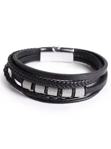 Hashburys Men Leather Multistrand Bracelet