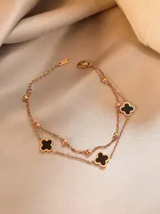 MYKI Rose Gold-Plated Floral Multistrand Bracelet