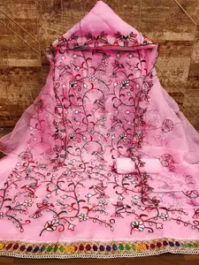 MANVAA Ethnic Motifs Embroidered Organza Unstitched Dress Material