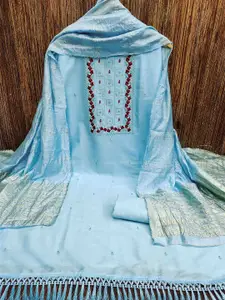 MANVAA Floral Embroidered Sequinned Pure Cotton Unstitched Dress Material