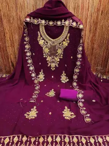 MANVAA Embroidered Silk Georgette Unstitched Dress Material