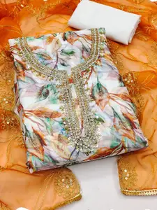 MANVAA Embellished Organza Unstitched Dress Material