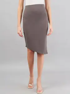 Purple Feather Pencil Asymmetrical Side Slit Skirt