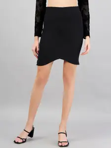 Purple Feather Pencil Asymmetrical Skirts