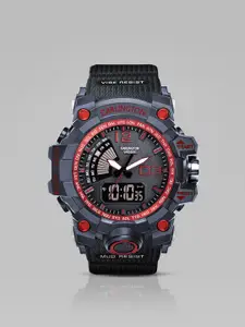 CARLINGTON Men Printed Dial Straps Analogue and Digital Watch CT 3366 Red