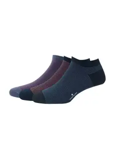 Louis Philippe Men Pack Of 3 Patterned Ankle-length Socks