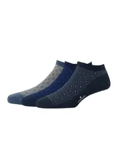 Louis Philippe Pack Of 3 Patterned Cotton Ankle-length Socks
