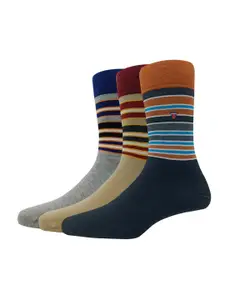 Louis Philippe Men Pack Of 3 Patterned Calf-length Socks