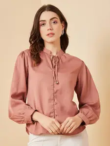 Marie Claire Tie-Up Neck Long Sleeves Shirt Style Top