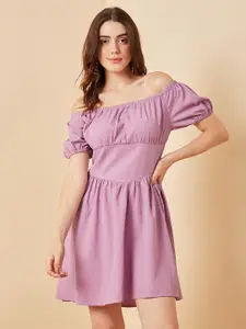 Marie Claire Off-Shoulder Puff Sleeve Fit & Flare Dress