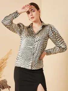 Marie Claire Abstract Printed Satin Casual Shirt