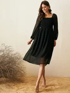 RARE Puff Sleeve Georgette Empire Dress