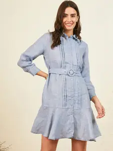 Marie Claire Cuffed Sleeves Cotton Shirt Dress