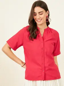 Marie Claire Self Designed Mandarin Collar Shirt Style Top