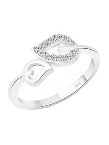Vighnaharta Rhodium-Plated Cubic Zirconia Studded Finger Ring