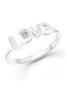 Vighnaharta Rhodium-Plated CZ-Studded Finger Ring