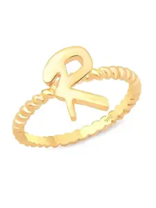 Vighnaharta Gold Plated R Letter Finger Ring
