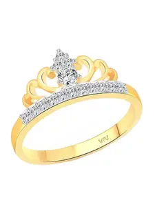 Vighnaharta Gold-Plated Cubic Zirconia Studded Finger Ring