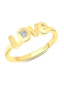 Vighnaharta Gold-Plated Cubic Zirconia Studded Finger Ring