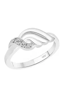 Vighnaharta Rhodium-Plated Cubic Zirconia-Studded Layered Finger Ring