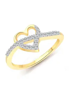 Vighnaharta Gold-Plated CZ-Studded Heart Shape Finger Ring