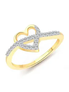 Vighnaharta Gold-Plated CZ-Studded Heart Shape Finger Ring