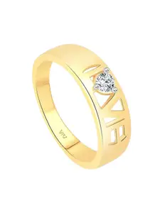 Vighnaharta Gold-Plated CZ-Studded Finger Ring